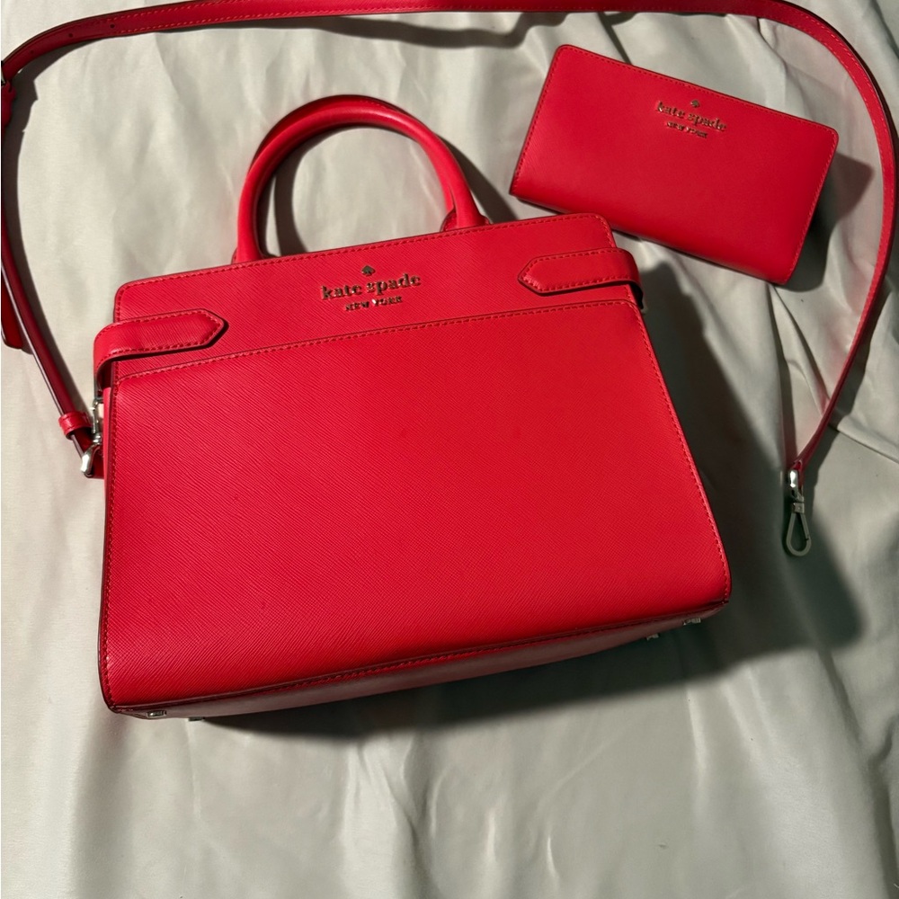 Kate Spade Red Satchel with Sophisticated Design